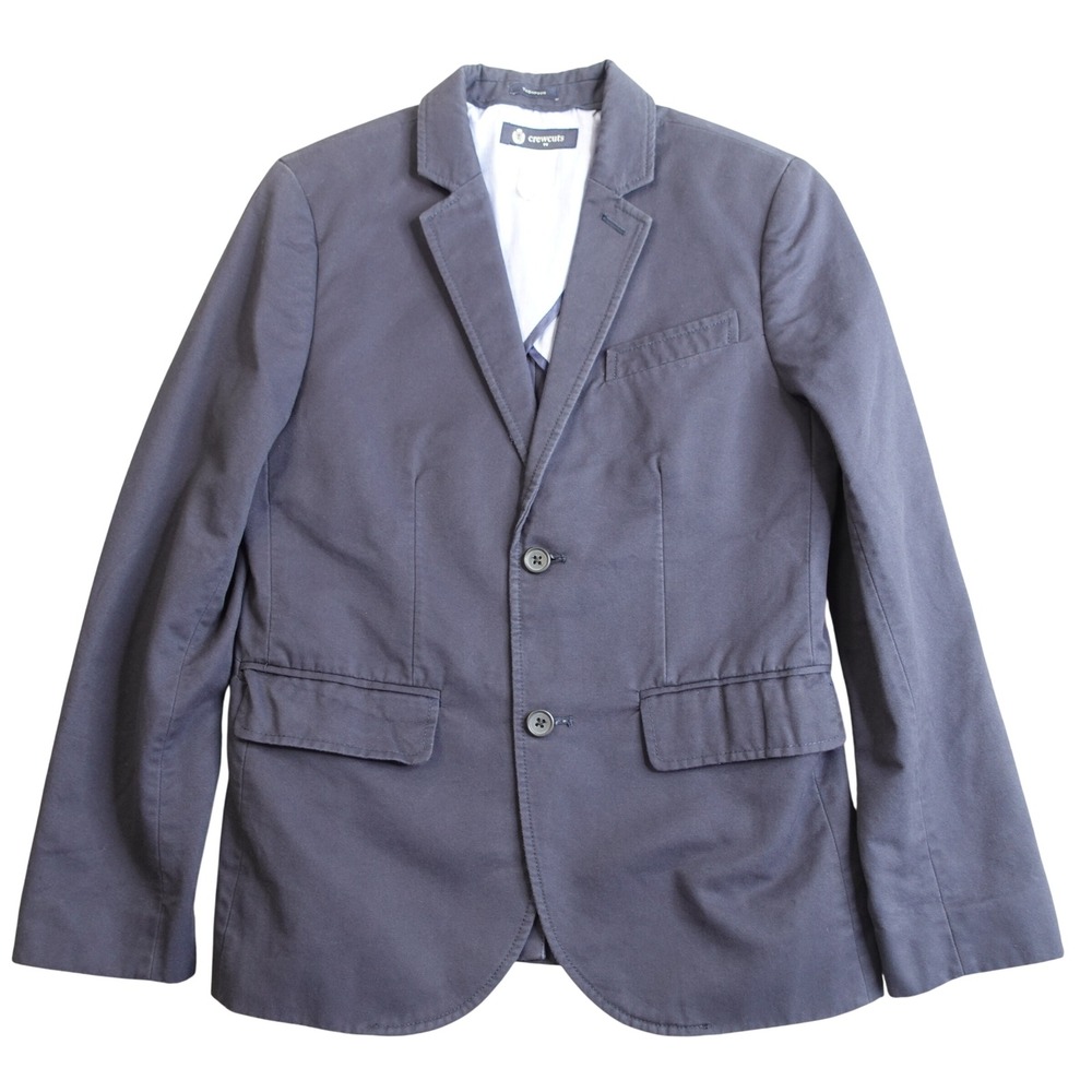 Crewcuts J Crew Thompson Blazer Boys 12 Navy‎ Blue Cotton Two Button Jacket Suit